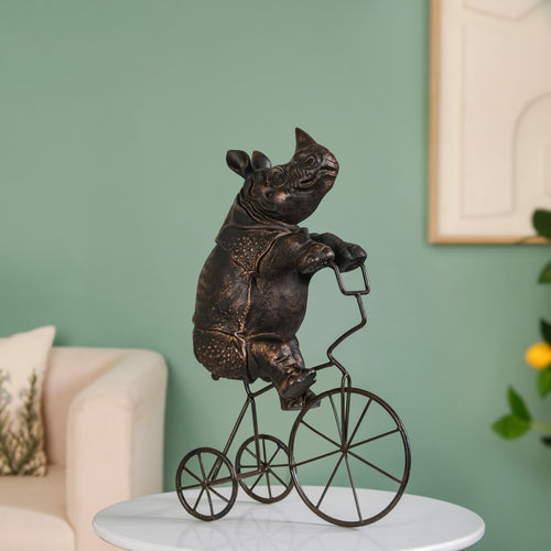 Cycling Rhino Resin Art
