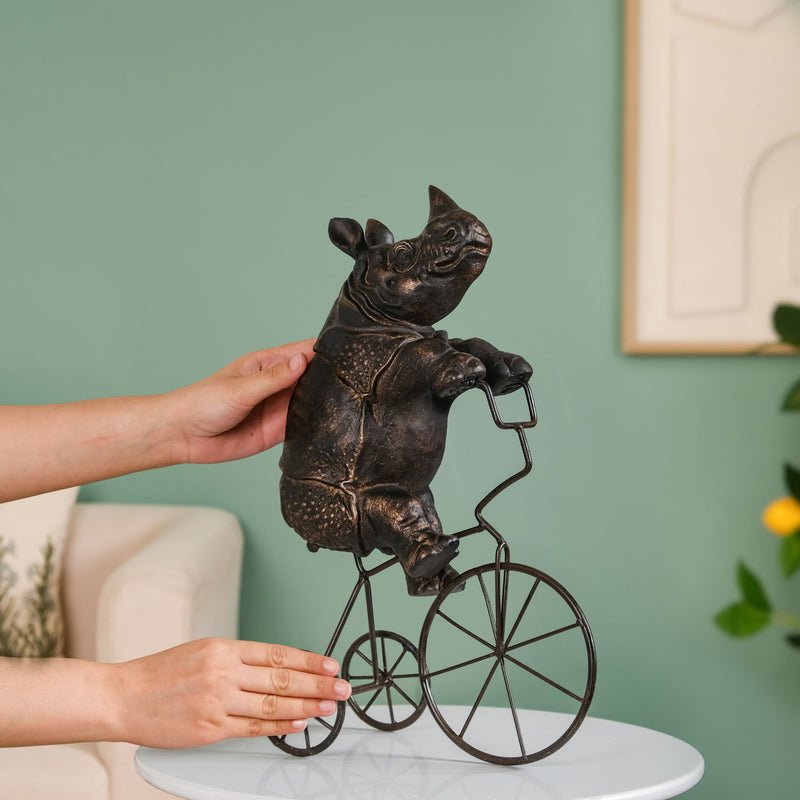 Cycling Rhino Resin Art