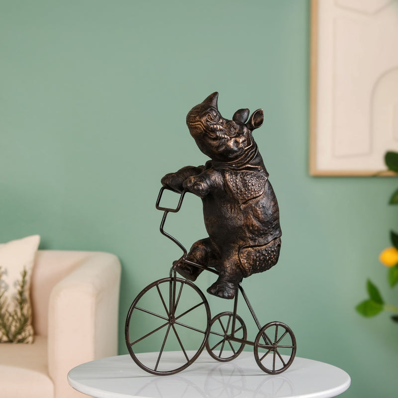 Cycling Rhino Resin Art