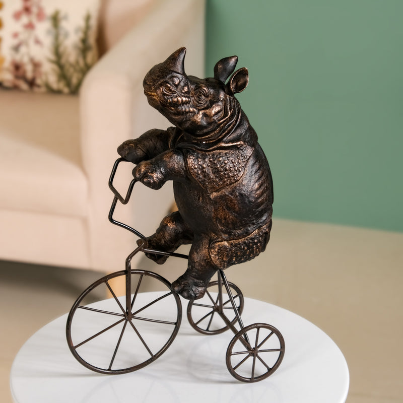 Cycling Rhino Resin Art