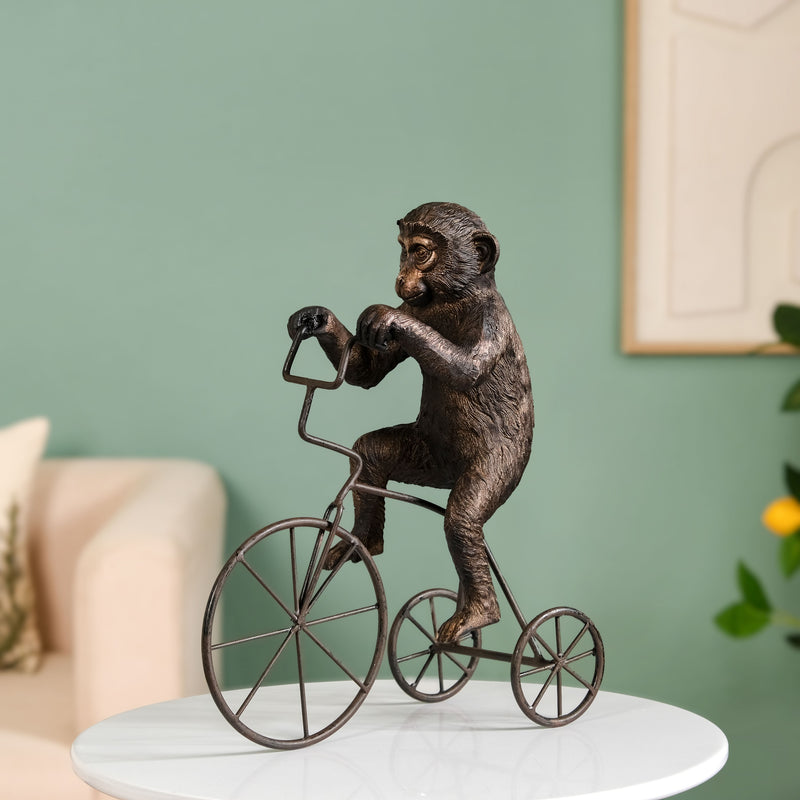 Cyclist Monkey Decorative Resin Art
