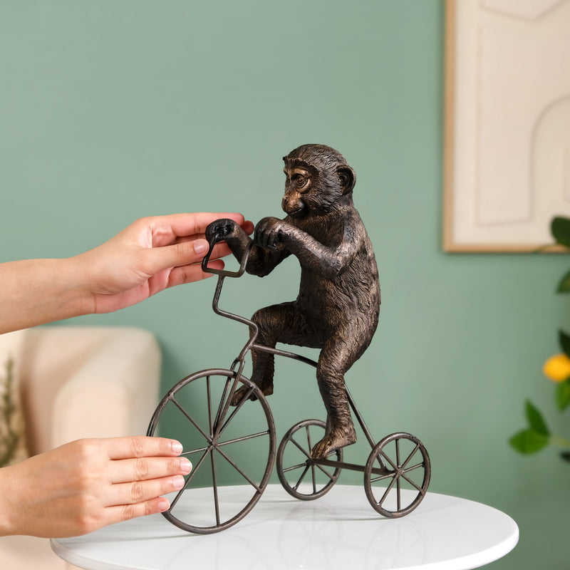 Cyclist Monkey Decorative Resin Art