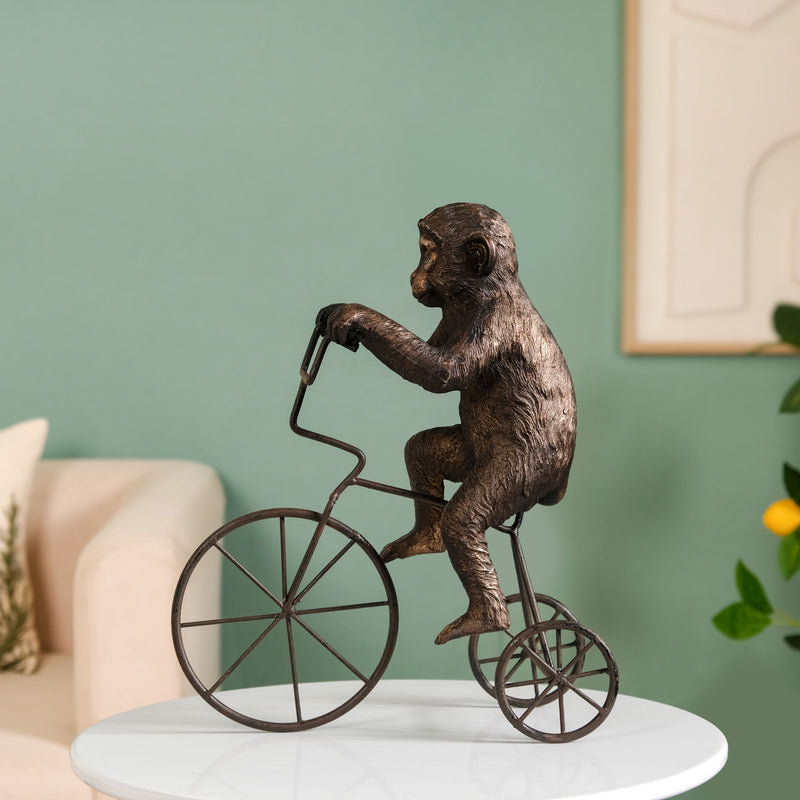 Cyclist Monkey Decorative Resin Art