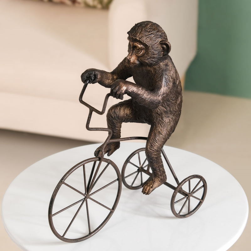 Cyclist Monkey Decorative Resin Art