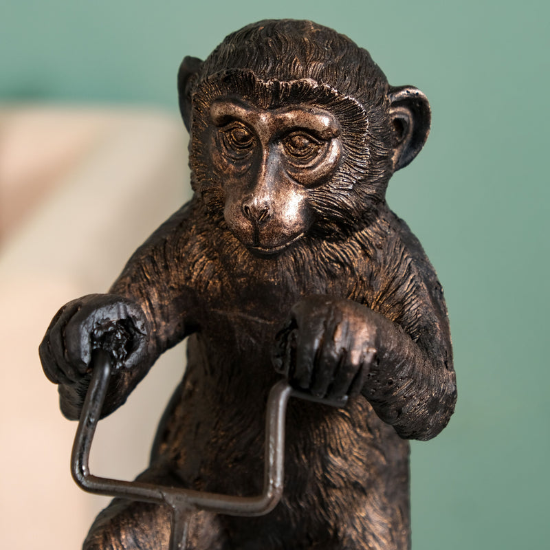 Cyclist Monkey Decorative Resin Art