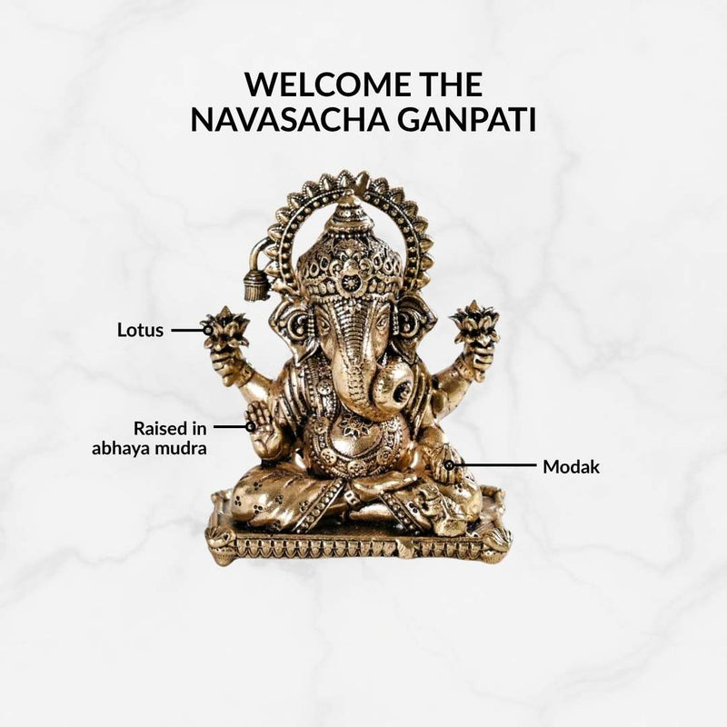 Pure Brass Vighnaharta Ganpati Idol With Gift Box 5cm