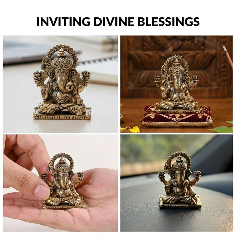 Pure Brass Vighnaharta Ganpati Idol With Gift Box 5cm