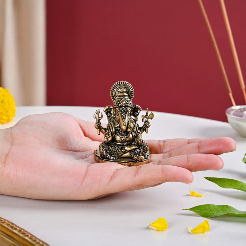 Pure Brass Ganesh Idol With Gift Box 5cm