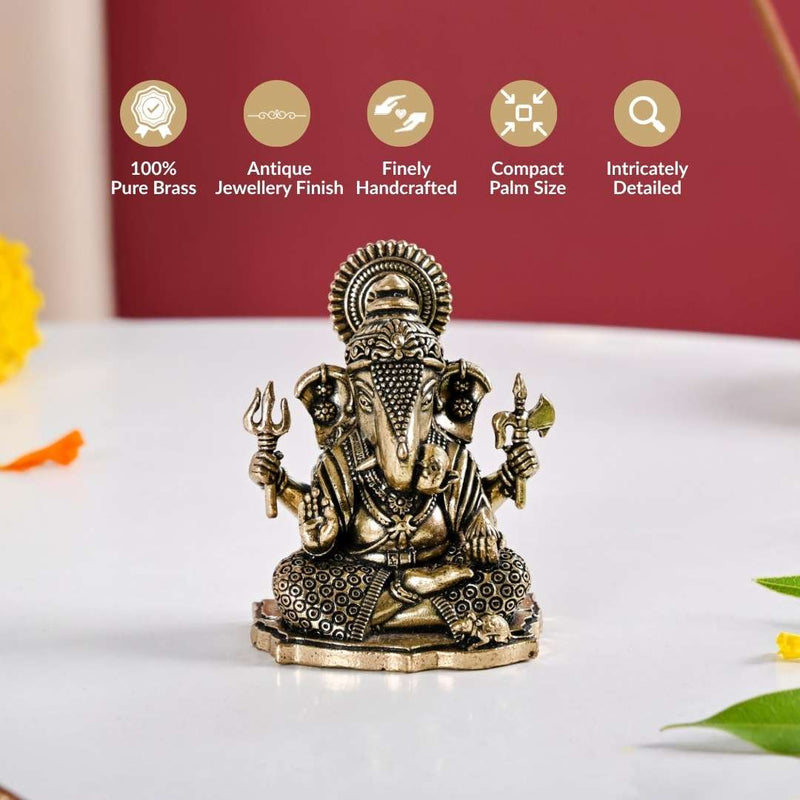 Pure Brass Ganesh Idol With Gift Box 5cm