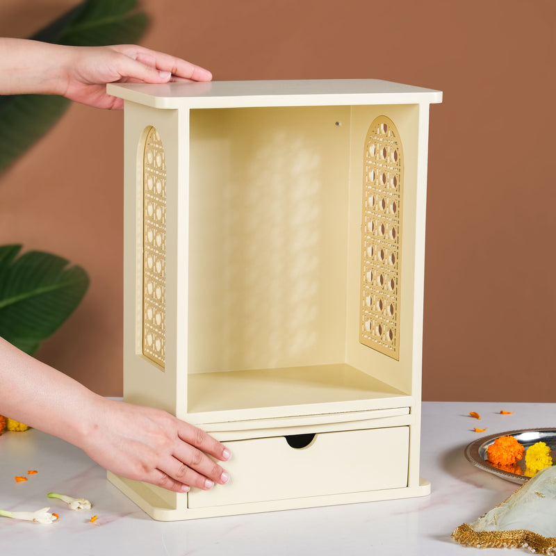 Daily Pooja Mandir For Home And Office Ivory 30x17x42cm