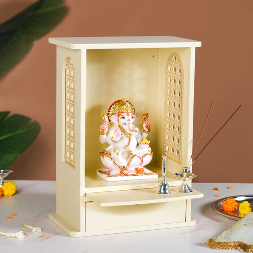 Daily Pooja Mandir For Home And Office Ivory 30x17x42cm