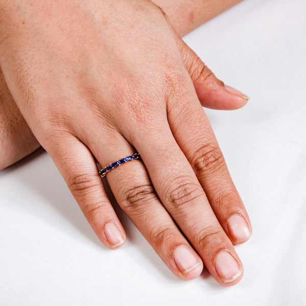 Blue And Gold Dainty Finger Ring