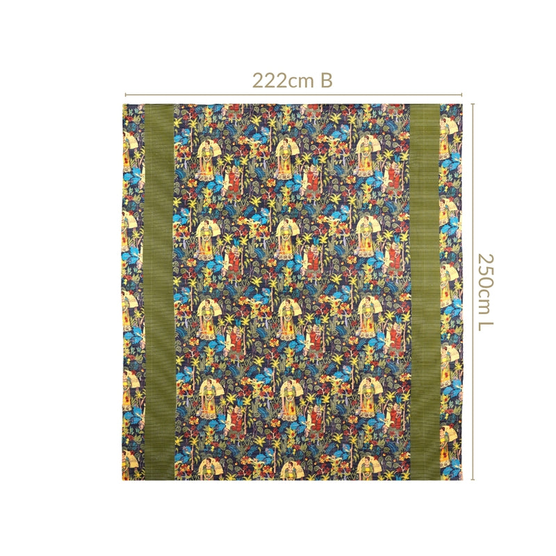 Dark Blue Frida Kahlo Inspired Quilted Cotton Bedcover 250x222cm