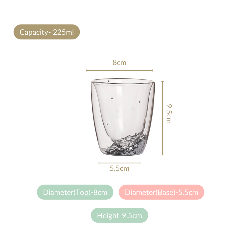 Twinkling Star Double Wall Drinking Glass Set Of 2 225ml