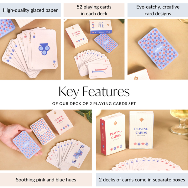 Deck Of 2 Playing Cards Set In Pink And Blue