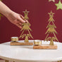 Set Of 2 Gold Christmas Tree Tea Light Holder