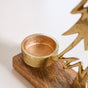 Set Of 2 Gold Christmas Tree Tea Light Holder