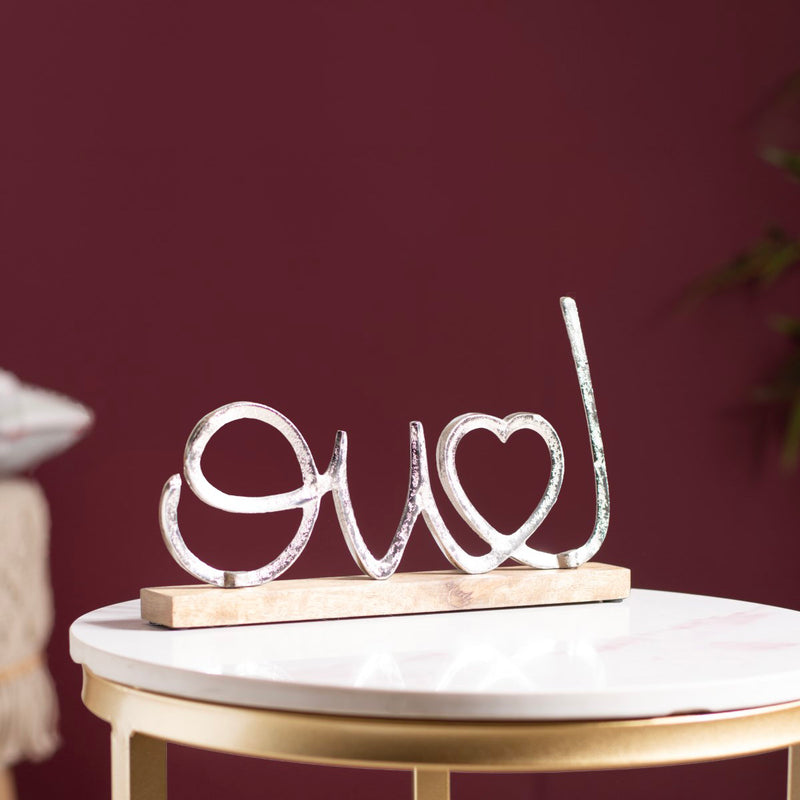 Silver Love Decor Showpiece For Home
