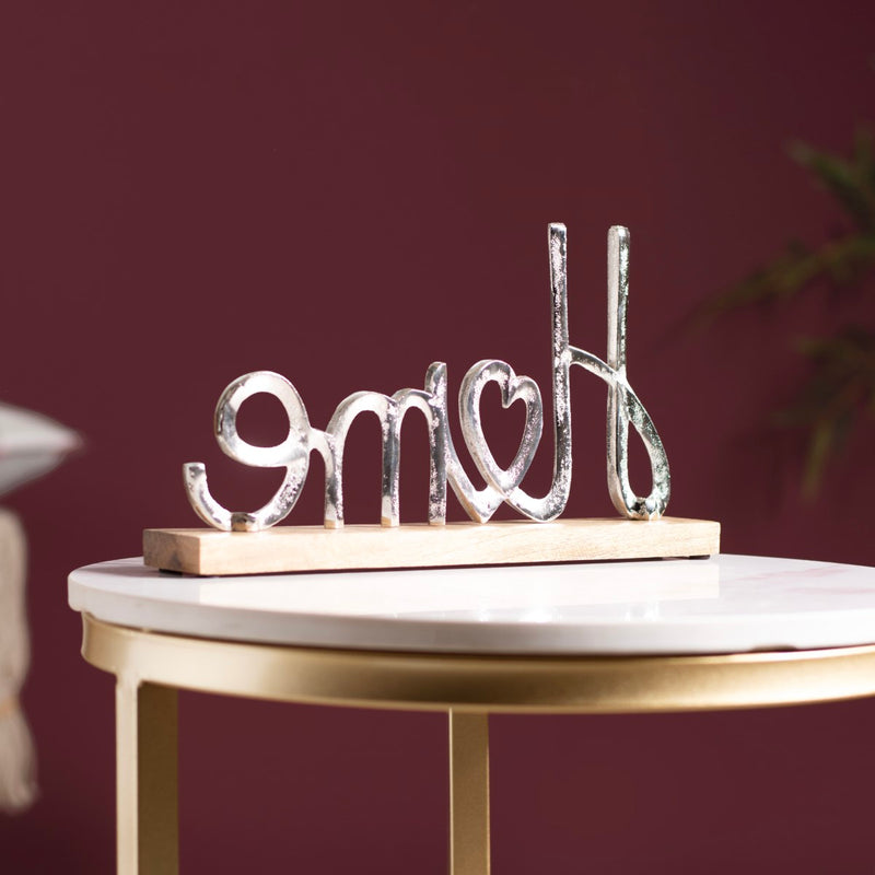 Home Lettering Showpiece For Living Room Decor - silver home showpiece, living room decor accent, modern decorative piece, stylish home accessories