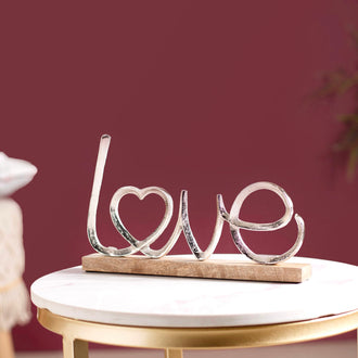 Silver Love Decor Showpiece For Home