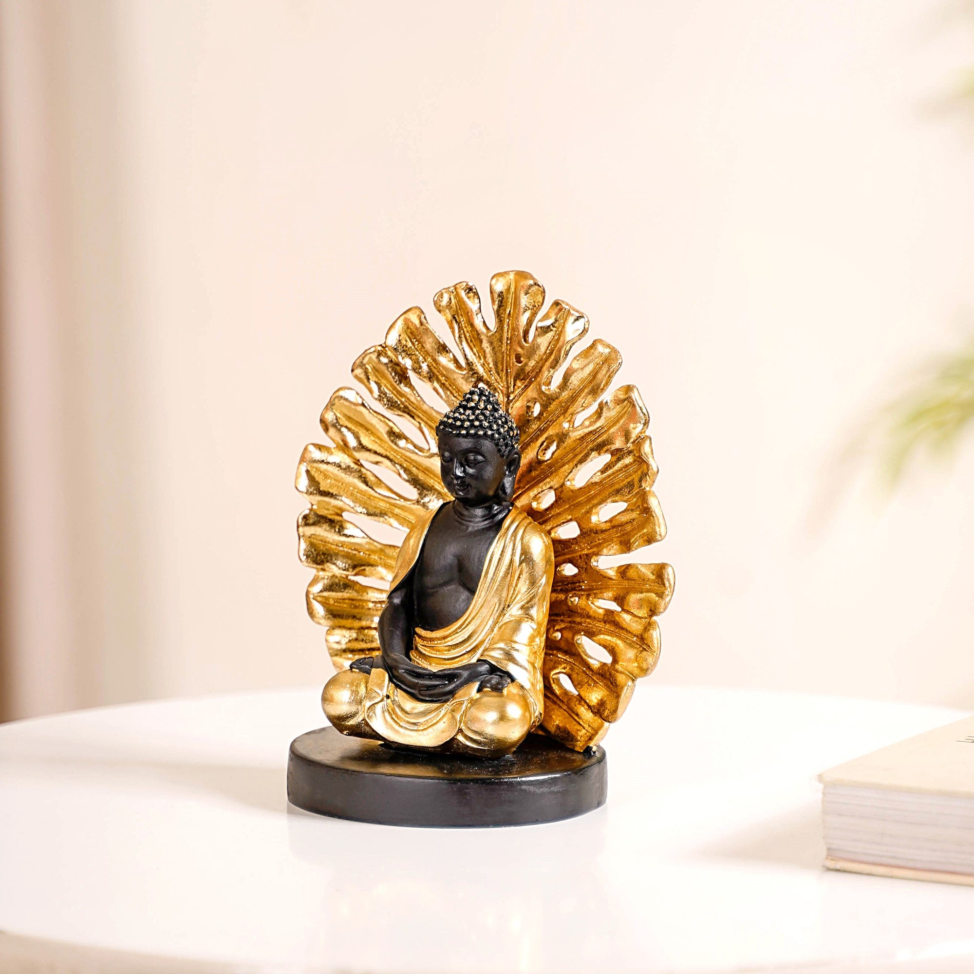 Black Gold Buddha Statue- Unique Decor for Living Room