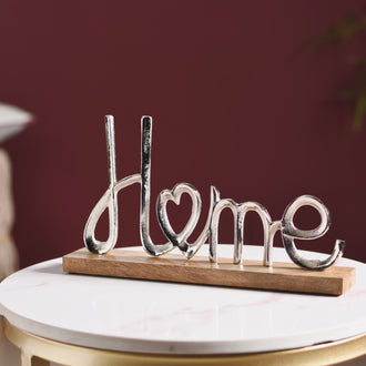 Home Lettering Showpiece For Living Room Decor - silver home showpiece, living room decor accent, modern decorative piece, stylish home accessories