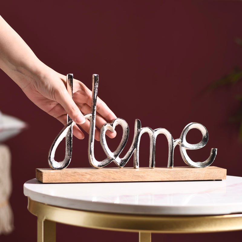 Home Lettering Showpiece For Living Room Decor - silver home showpiece, living room decor accent, modern decorative piece, stylish home accessories
