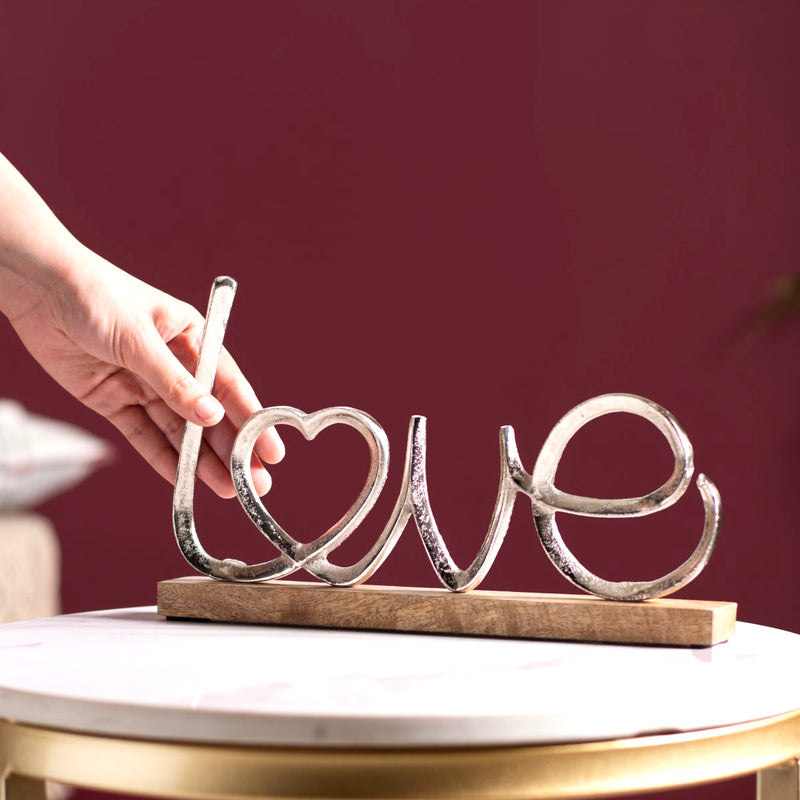 Silver Love Decor Showpiece For Home