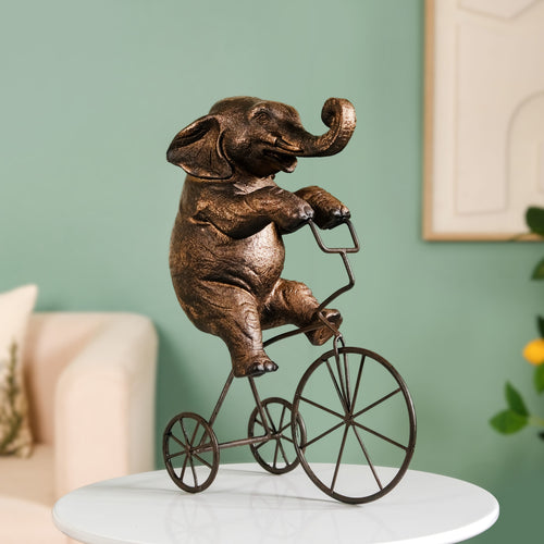 Decorative Cycling Elephant Resin Figure