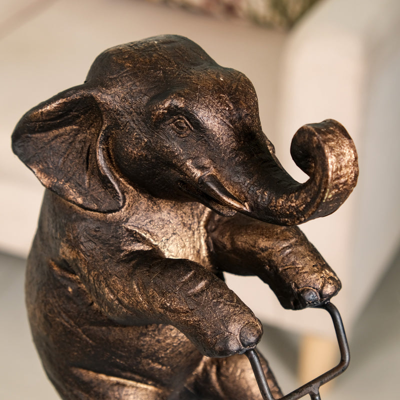 Decorative Cycling Elephant Resin Figure
