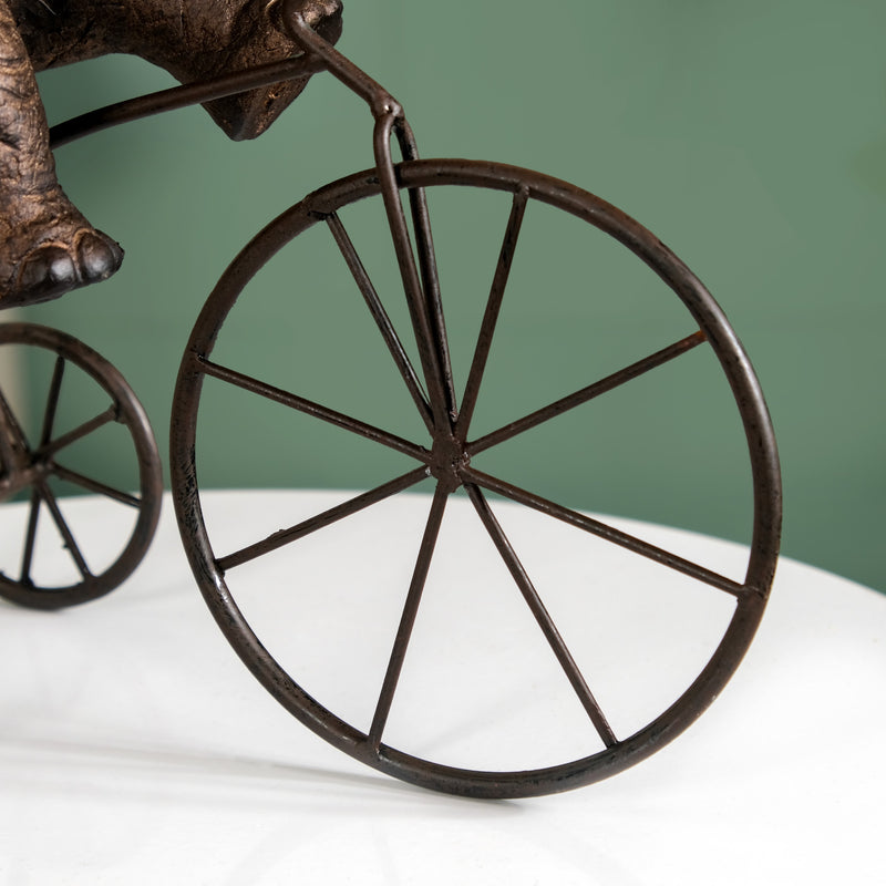 Decorative Cycling Elephant Resin Figure