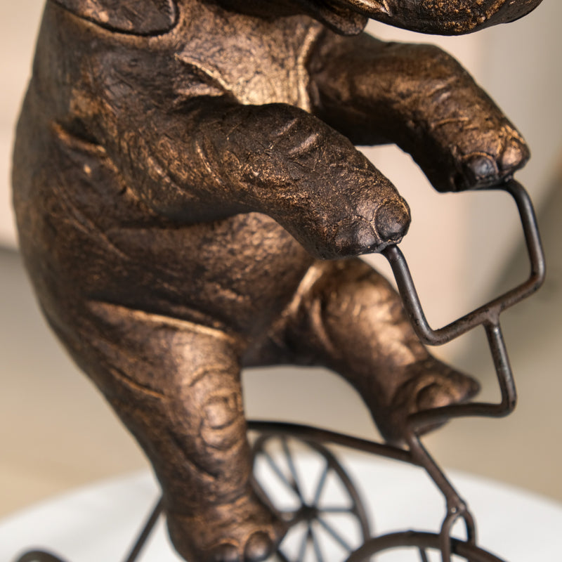 Decorative Cycling Elephant Resin Figure