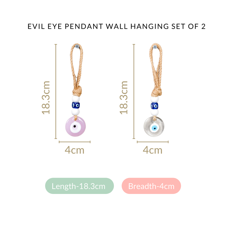 Evil Eye Pendant Wall Hanging Set Of 2 - Evil Eye Wall Hanging, Protective Evil Eye, Pendant Wall Hanging, Set of 2 Wall Hangings, Decorative Evil Eye