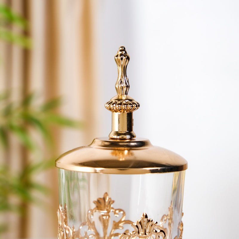 Ornate Vintage Decorative Glass Jar With Lid