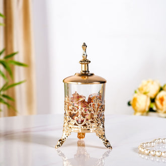 Ornate Vintage Decorative Glass Jar With Lid