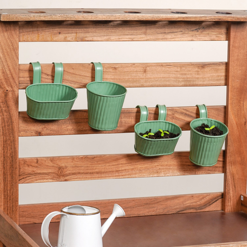 Decorative Hanging Planter For Kids Set Of 4 Green