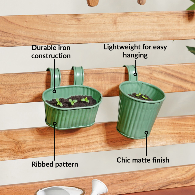 Decorative Miniature Hanging Planter For Kids Set Of 4 Green