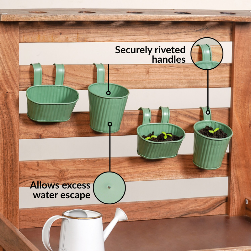 Decorative Hanging Planter For Kids Set Of 4 Green