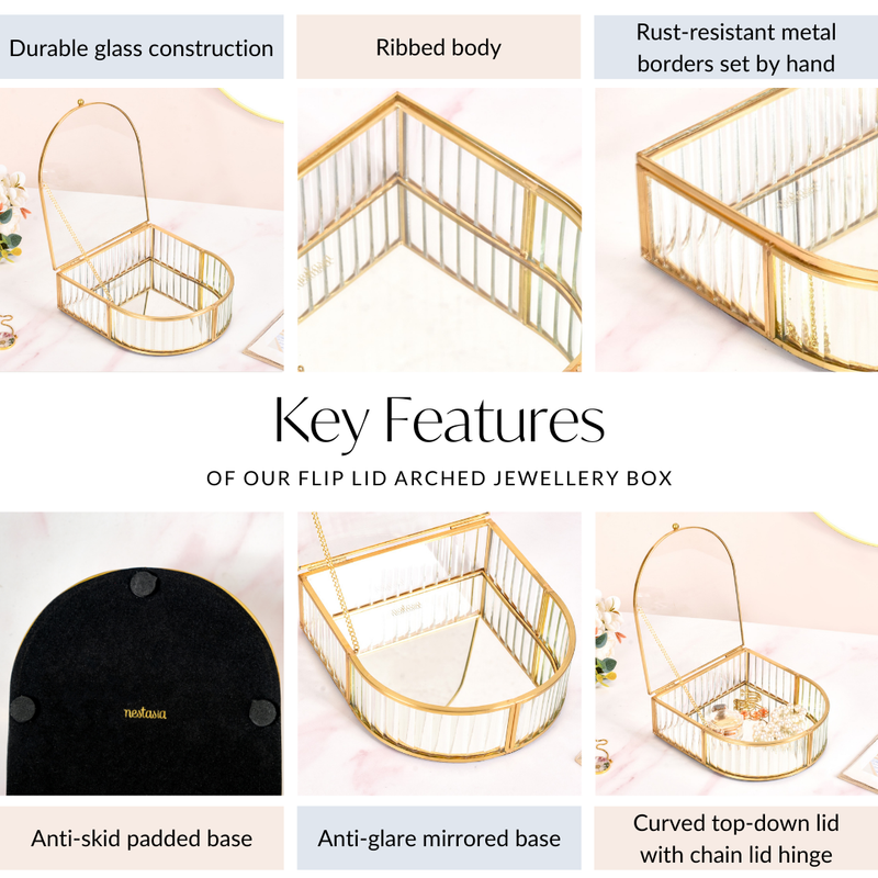 Flip Lid Arched Jewellery Box