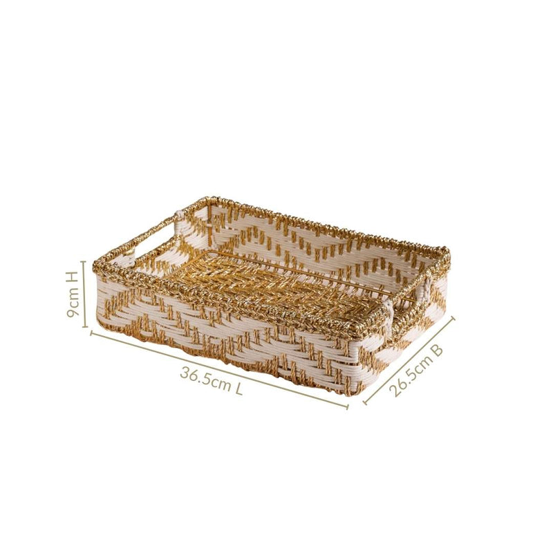 Decorative Woven Gift Hamper Basket White And Gold