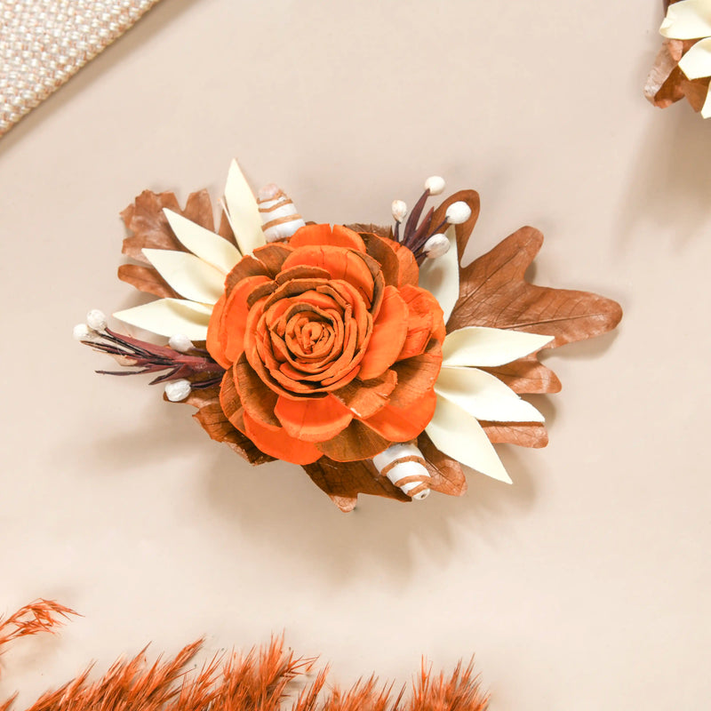 Autumn Orange Decorative Dried Flowers Set Of 6- Artificial flower, faux flower, decorative flowers, dried flowers for home decoration