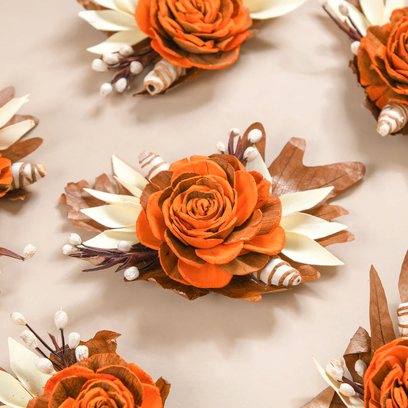 Autumn Orange Decorative Dried Flowers Set Of 6- Artificial flower, faux flower, decorative flowers, dried flowers for home decoration