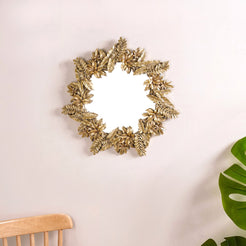 Gilded Leaf Frond Decorative Mirror Gold - Leaf Frond Mirror, Gold Decorative Mirror, Leaf Pattern Wall Mirror