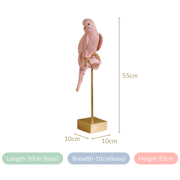 Pink Parrot Decor Showpiece With Stand