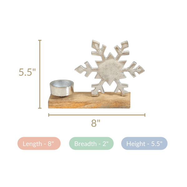 Silver Snowflake Decor Tea Light Holder Set Of 2