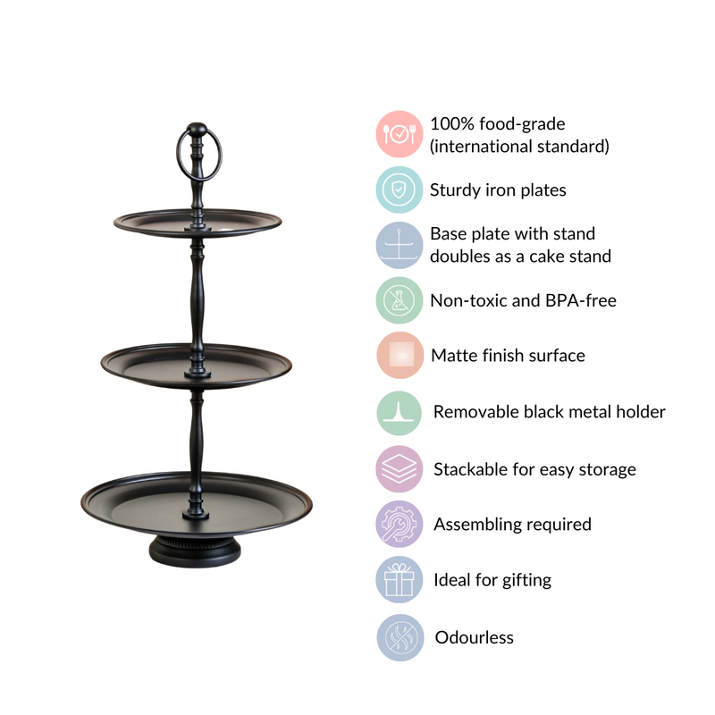 Matte Black 3 Tiered Cake Stand