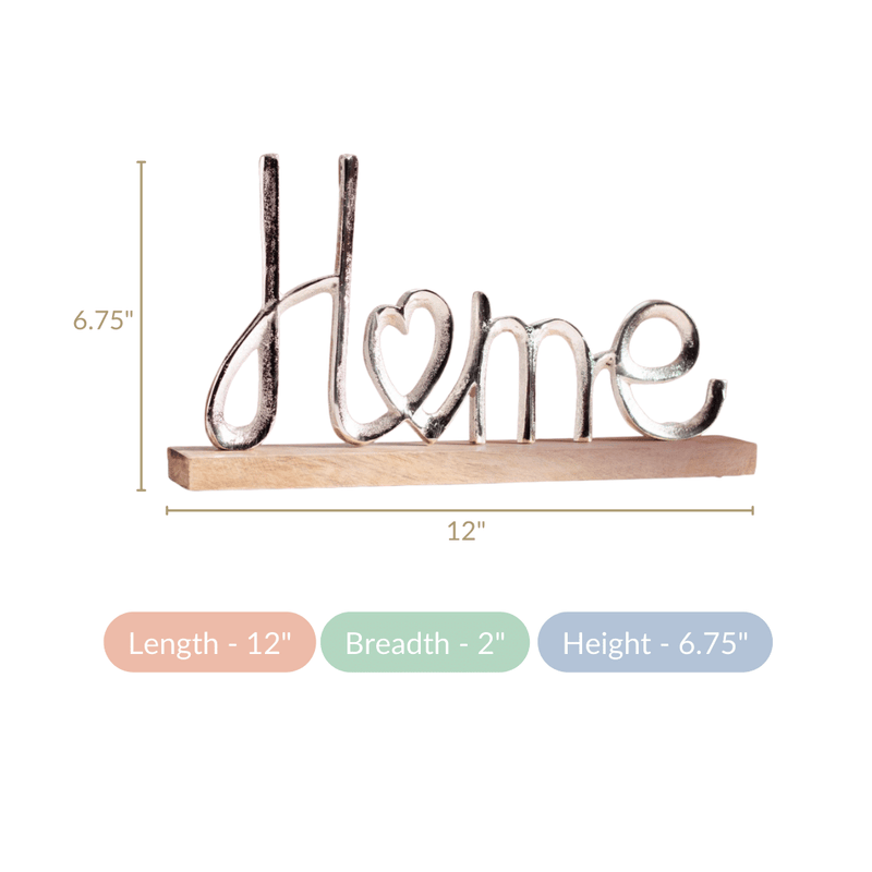 Home Lettering Showpiece For Living Room Decor - silver home showpiece, living room decor accent, modern decorative piece, stylish home accessories
