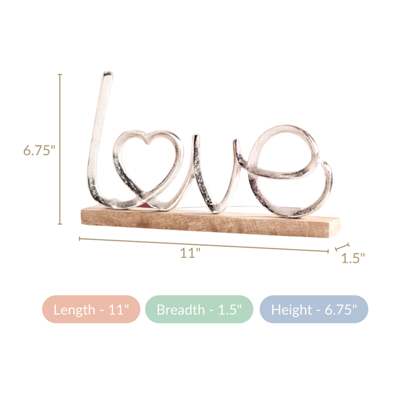 Silver Love Decor Showpiece For Home