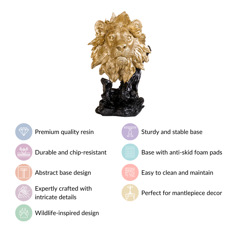 Regal Lion Decor Showpiece Gold