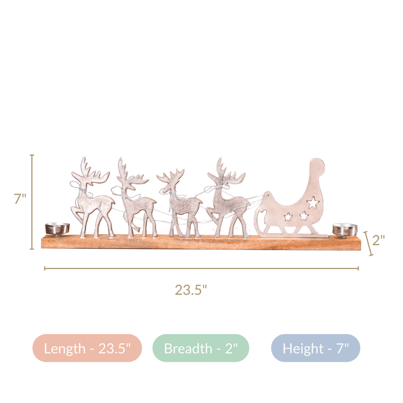 Reindeer Santa Sleigh Showpiece With Tealight Holders